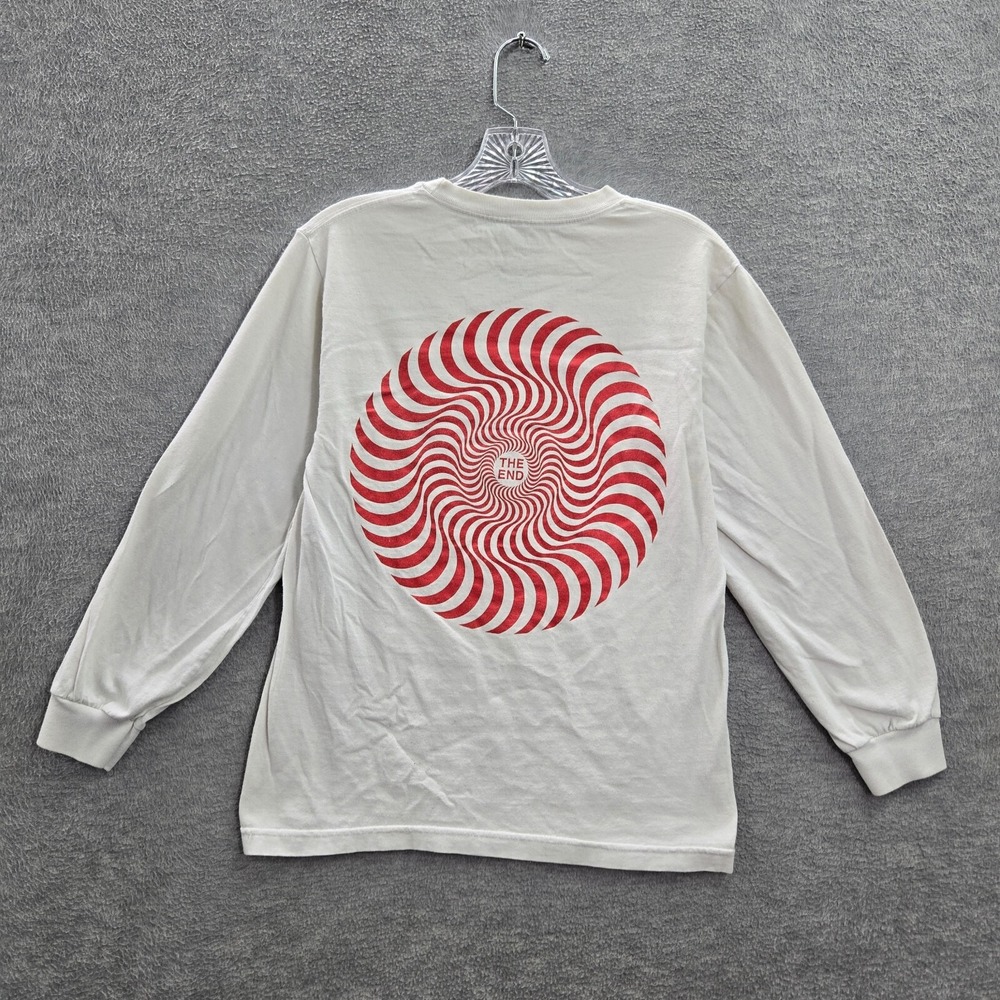 Spitfire Women Top Shirt Small White The End Logo Graphic Long Sleeve Tee READ